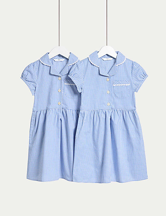 2pk Girls' Cotton Rich School Dresses (2-14 Yrs)