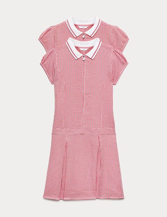 2 Pack Zip Gingham School Dresses (2-14 Yrs)