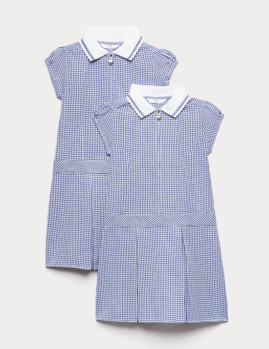 Pack de 2 vestidos escolares de vichy con cremallera (2-14 a&ntilde;os)