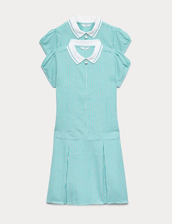 2 Pack Zip Gingham School Dresses (2-14 Yrs)