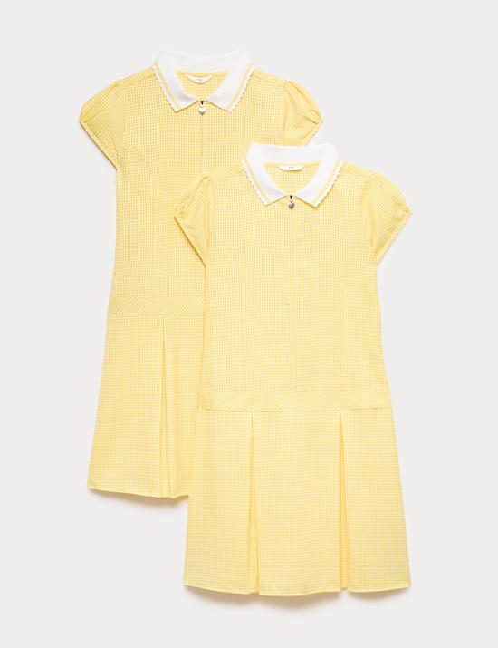 2 Pack Zip Gingham School Dresses (2-14 Yrs)