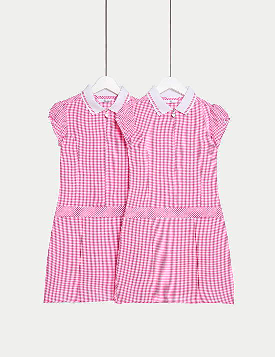 2er-Pack Schulkleider mit hohem Baumwollanteil und Gingham-Muster (2–14 Jahre)