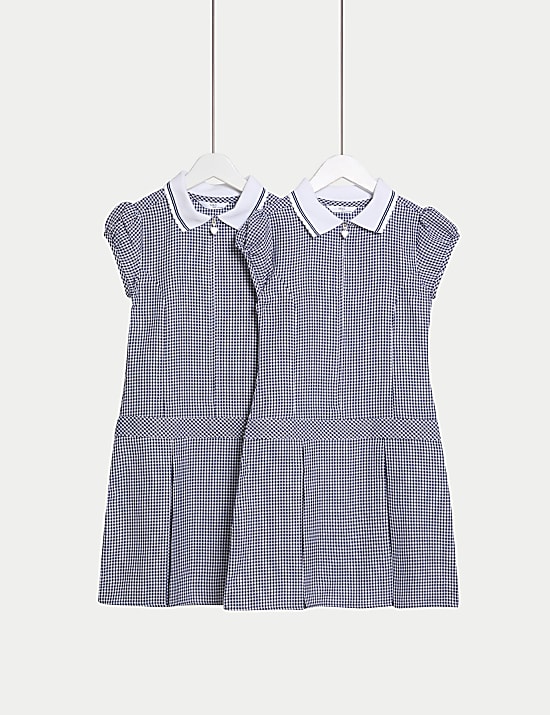 2pk Girls' Cotton Rich Gingham School Dress (2-14 Yrs)