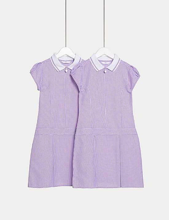 2pk Girls' Cotton Rich Gingham School Dress (2-14 Yrs)