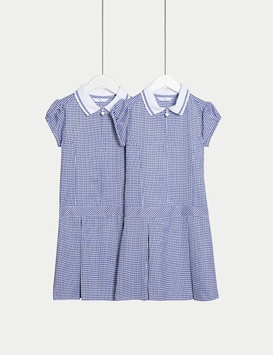 2pk Girls' Cotton Rich Gingham School Dress (2-14 Yrs)