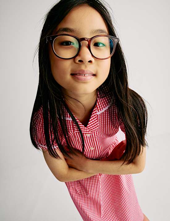 Pure Cotton Gingham School Dress (2-14 Yrs)