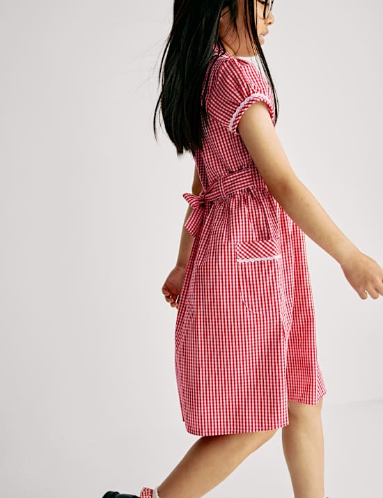 Pure Cotton Gingham School Dress (2-14 Yrs)