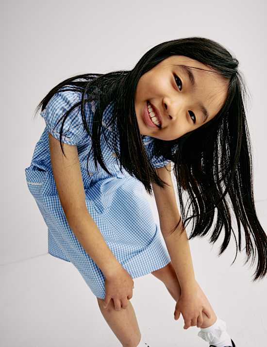 Zuiver katoenen schooljurk met Gingham-ruit (2-14 jaar)