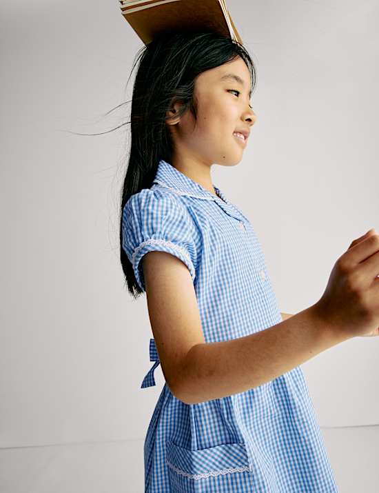 Zuiver katoenen schooljurk met Gingham-ruit (2-14 jaar)