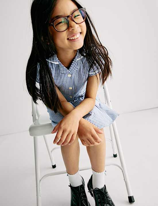 Pure Cotton Gingham School Dress (2-14 Yrs)