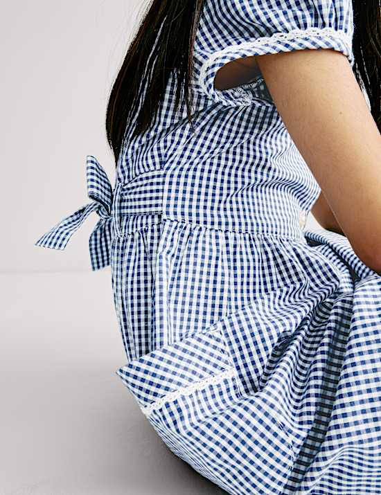 Pure Cotton Gingham School Dress (2-14 Yrs)