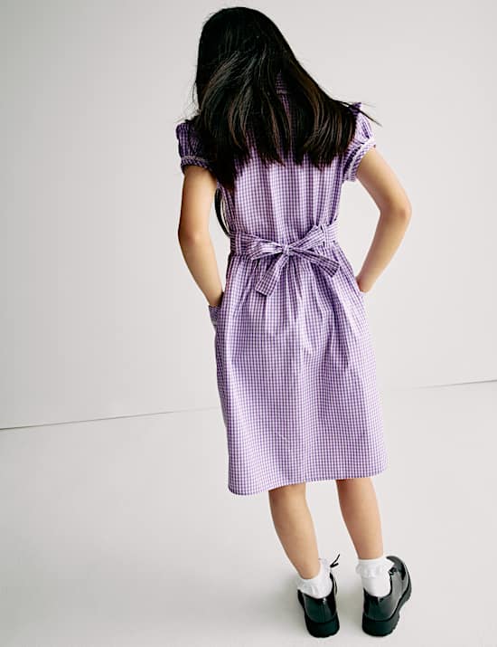 Pure Cotton Gingham School Dress (2-14 Yrs)