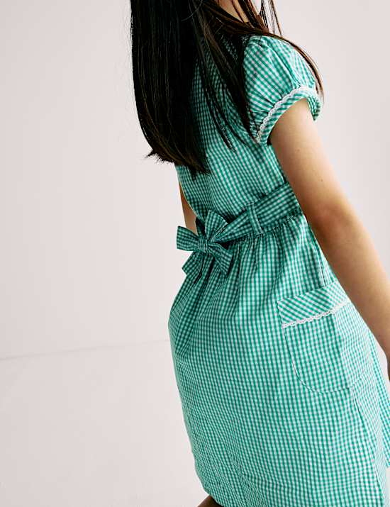 Kleid f&uuml;r die Schule aus reiner Baumwolle mit Gingham-Muster (2&ndash;14 Jahre)