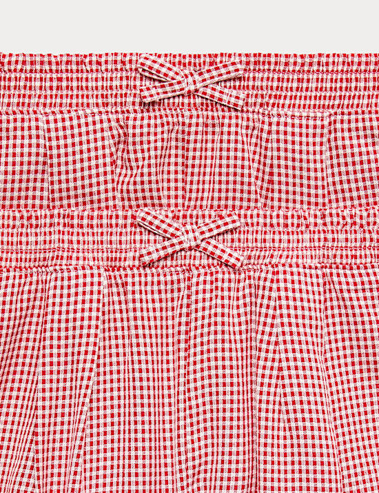 Set van 2 makkelijk strijkbare korte schoolbroeken met Gingham-ruit (3-14 jaar)