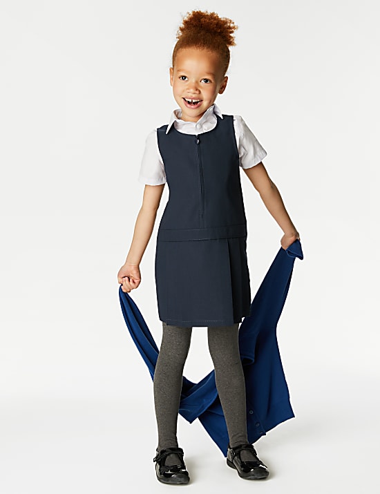 2 Pack Girls&rsquo; Pleated School Pinafores (2-12 Yrs)