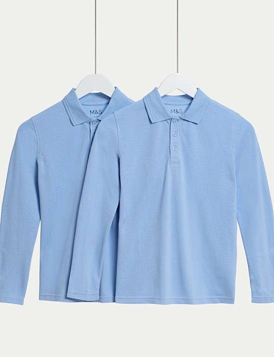 2pk Unisex Pure Cotton School Polo Shirts (2-18 Yrs)