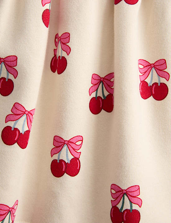 Katoenrijke sweatjurk met kersenprint (1-8 jaar)