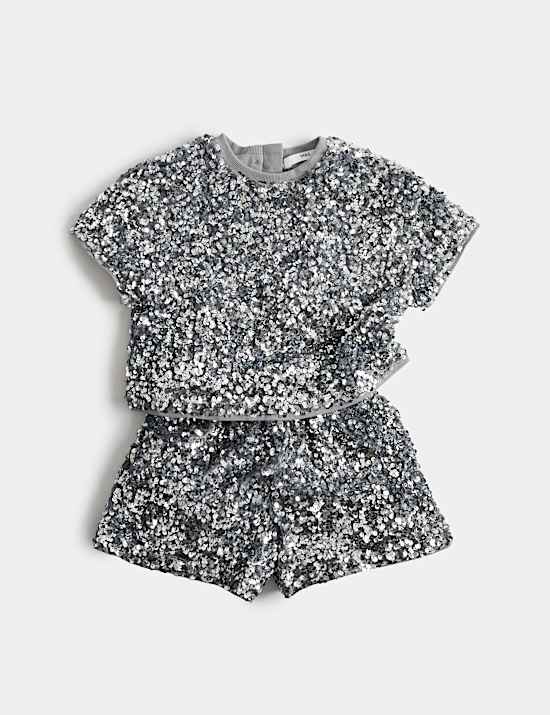 Conjunto de 2 piezas con lentejuelas (3-10 a&ntilde;os)