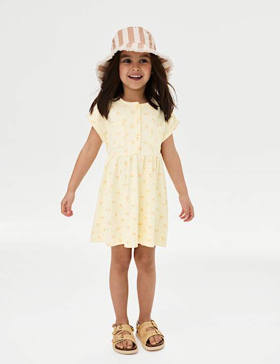 Φόρεμα με μικροσκοπικό φλοράλ και υψηλή περιεκτικότητα σε ζέρσεϊ (2-8 ετών)