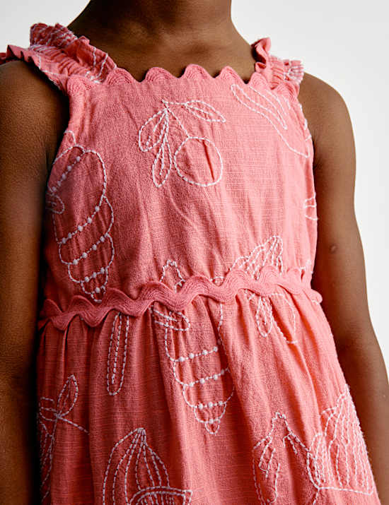 Robe 100 % coton à broderie coquillage (du 2 au 8 ans)