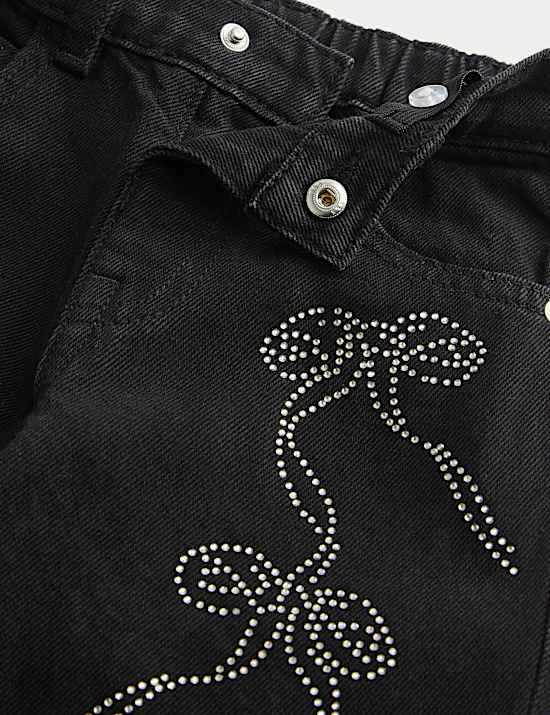 Dżinsy 100% bawełny w kokardy ze strasu (2–8 lat)