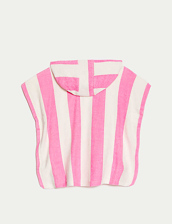 Poncho de tela de rizo 100 % algod&oacute;n de rayas (2-8 a&ntilde;os)