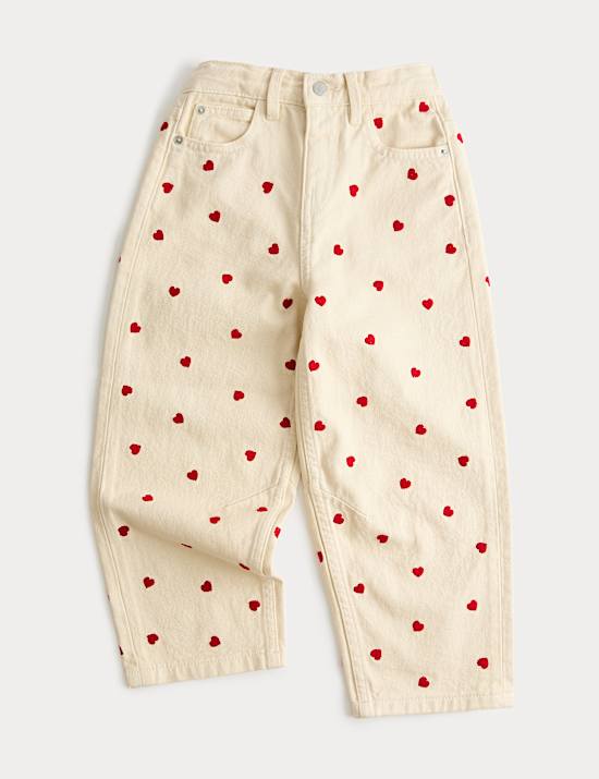 Heart Embroidered Denim Jeans (2-10 Years)