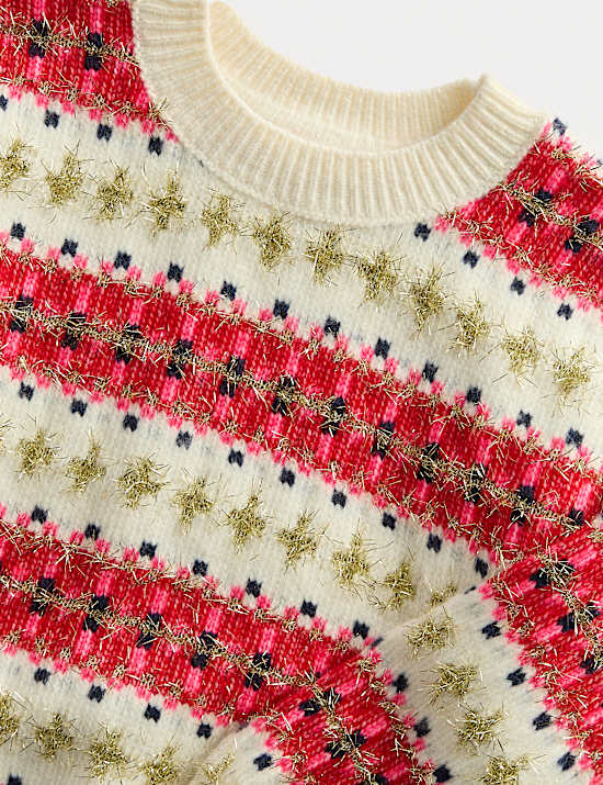 Fair Isle Sparkly Knitted Jumper (2-8 Yrs)