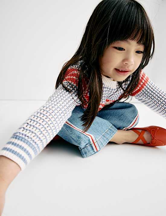 Pure Cotton Striped Flower Embroidered Jumper (2-8 Yrs)