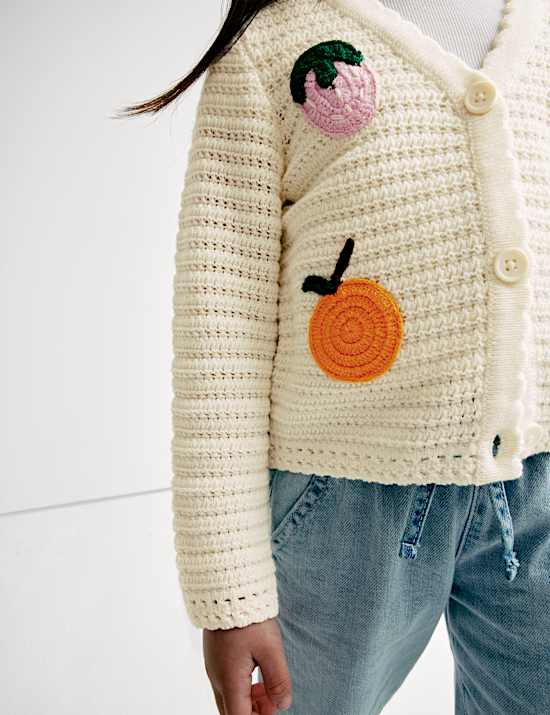 Pure Cotton Fruit Knitted Cardigan (2-8 Yrs)