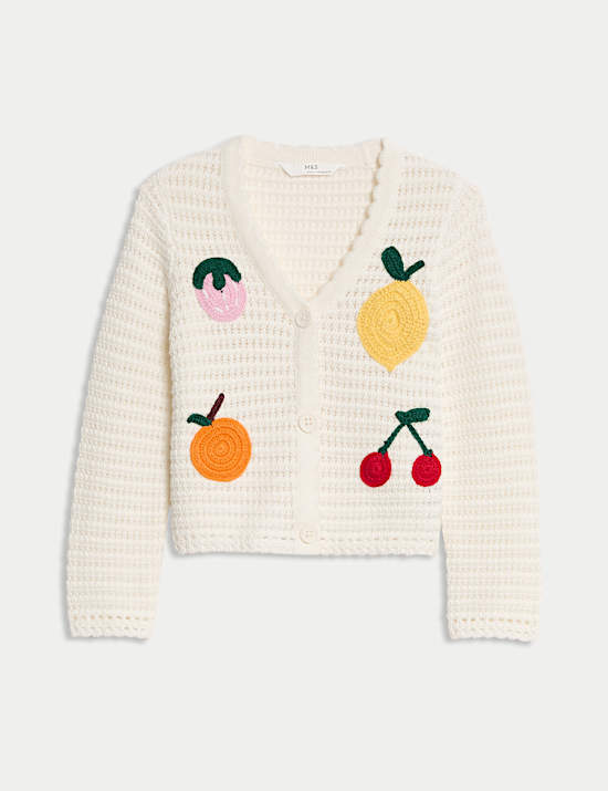 Pure Cotton Fruit Knitted Cardigan (2-8 Yrs)