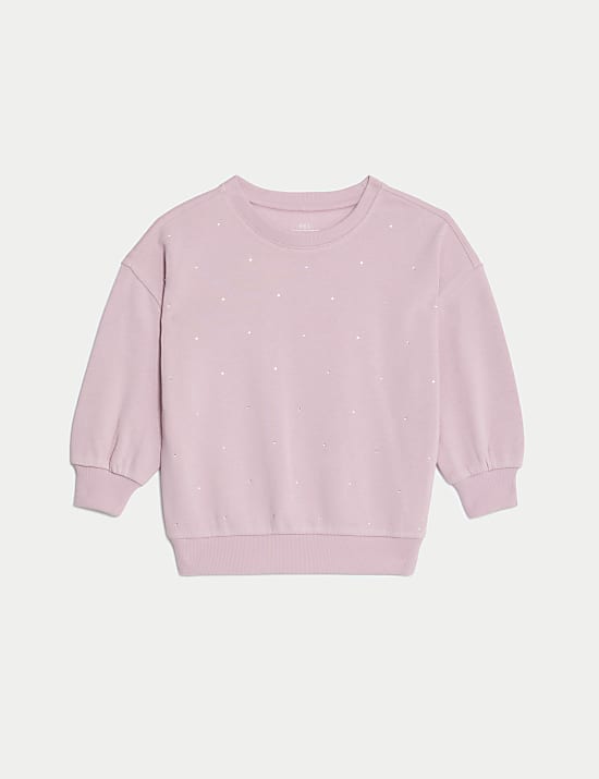 Sweat en coton à motif strass (du 2 au 8 ans)