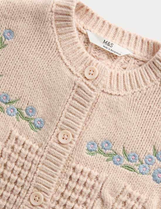 Flower Embroidered Cardigan (2-8 Yrs)