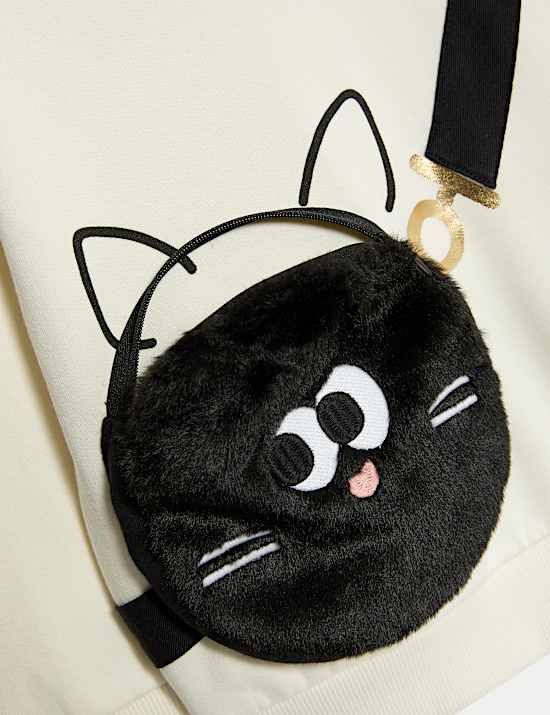 Sweat-shirt en coton à motif chat d’Halloween (du 2 au 8 ans)