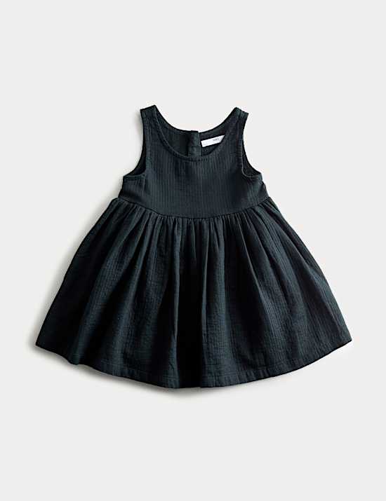 2pc Pure Cotton Collared Pinafore Dress Outfit (2-10 Yrs)