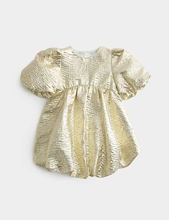 Cotton Blend Jacquard Puffball Dress (2-10 Yrs)