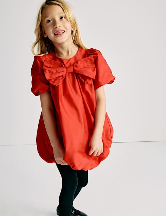 Φόρεμα με φιόγκο και λάστιχο στη βάση (2-10 ετών)