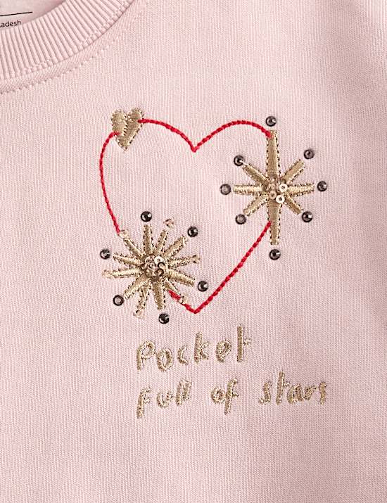 Katoenrijke sweater met lovertjes (2-10 jaar)