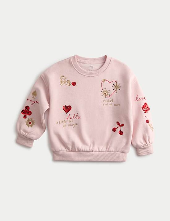 Cotton Rich Sequin Sweatshirt (2-10 Yrs)