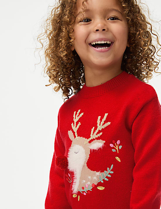 Pull de Noël à motif renne (du 1 au 8 ans)