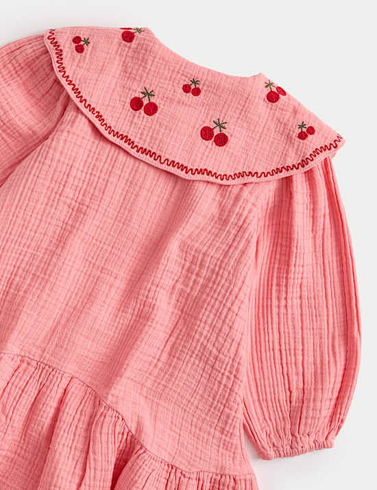 Pure Cotton Embroidered Collar Dress (1-8 Yrs)