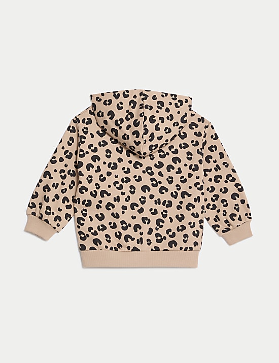 Katoenrijk capuchonvest met rits en dierenprint (2-8 jaar)