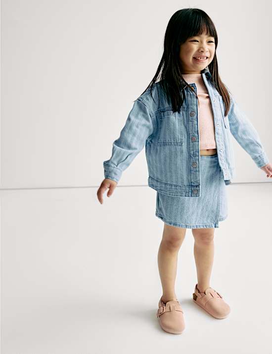 Denim Striped Elasticated Waist Skort (2-16 Yrs)