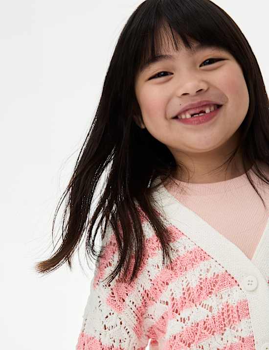 Cotton Blend Striped Cardigan (2-8 Yrs)