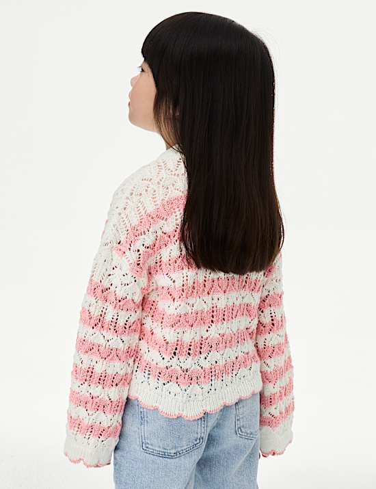 Cotton Blend Striped Cardigan (2-8 Yrs)