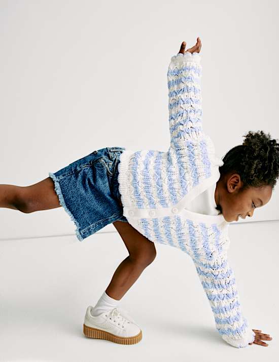 Cotton Blend Striped Cardigan (2-8 Yrs)