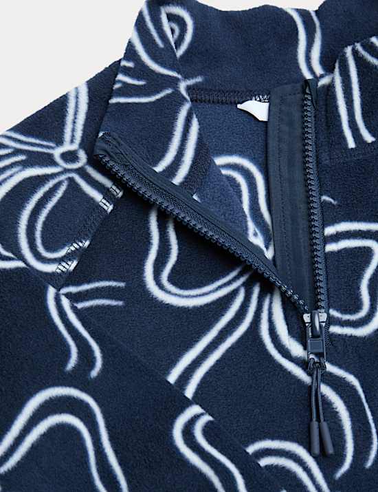 Forro polar de media cremallera con estampado de lazos (2-8 años)