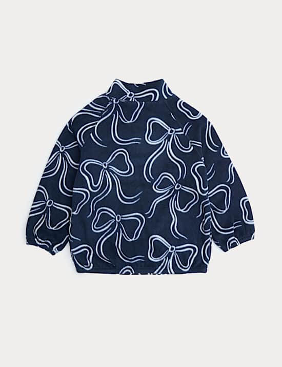 Forro polar de media cremallera con estampado de lazos (2-8 años)