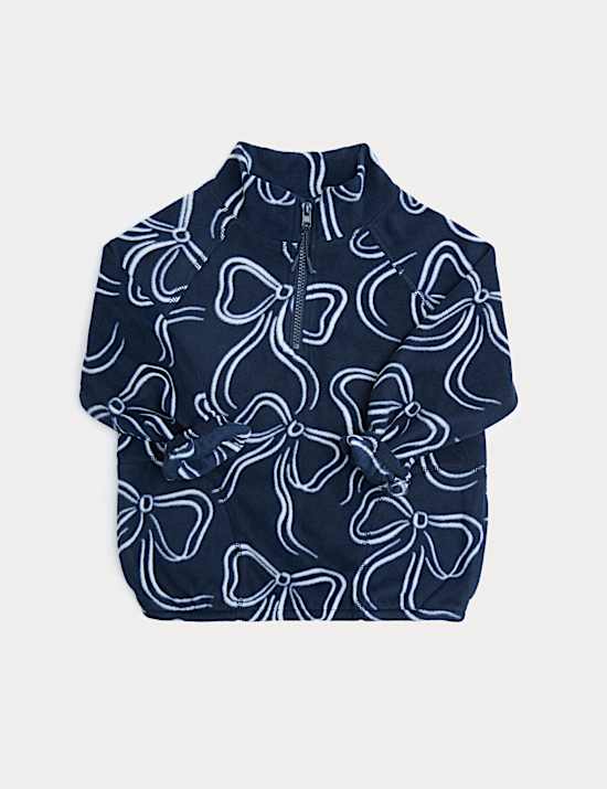 Polarowy sweter w kokardki na półsuwak (2–8 lat)