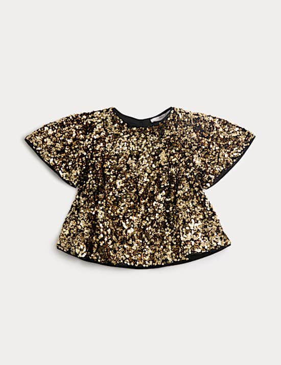 Sequin Flutter Sleeve Top (2-10 Yrs)